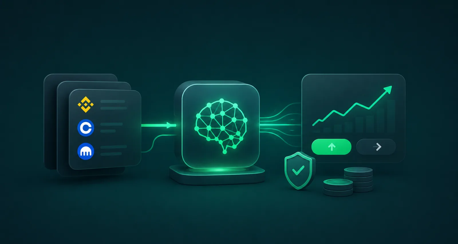Motor de trading algorítmico que procesa datos de mercado y genera entradas de señal gestionadas por riesgo